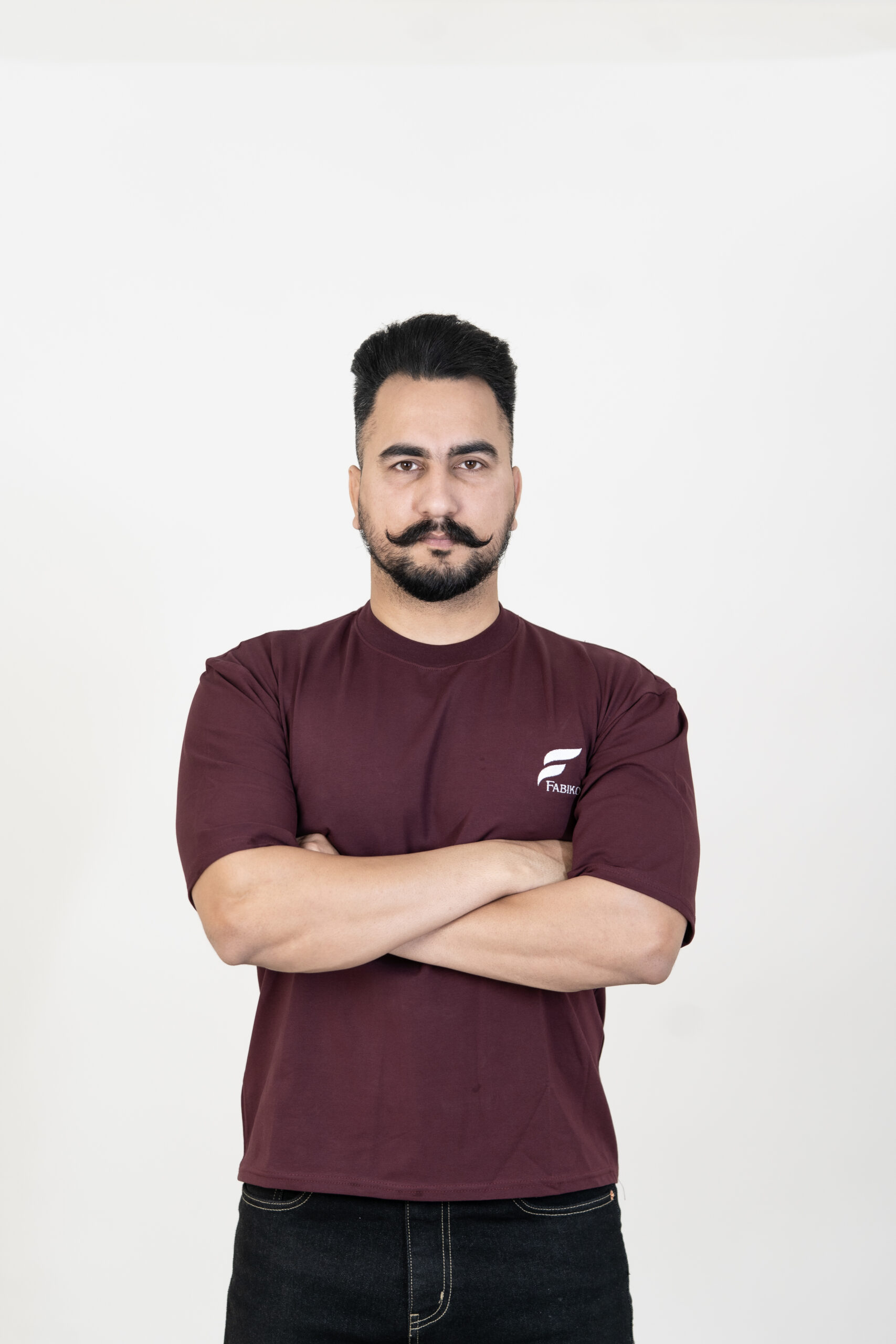 Fabiko Maroon Half Sleeve T-Shirt